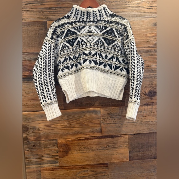 Splendid Cream and Black Turtleneck Chunky Sweater - Picture 7 of 16